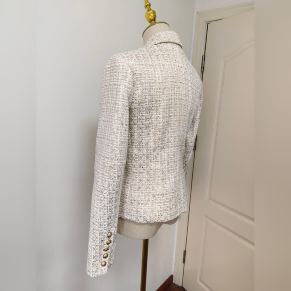 L'AGENCE Brooke double-breasted metallic cotton-blend bouclé-tweed blazer - Picture 10 of 15